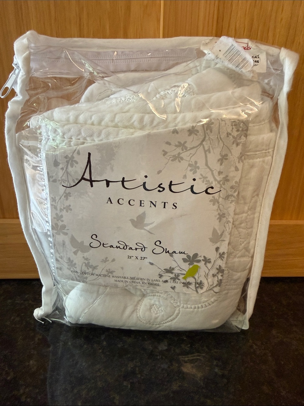 Standard white 100% cotton sham NEW